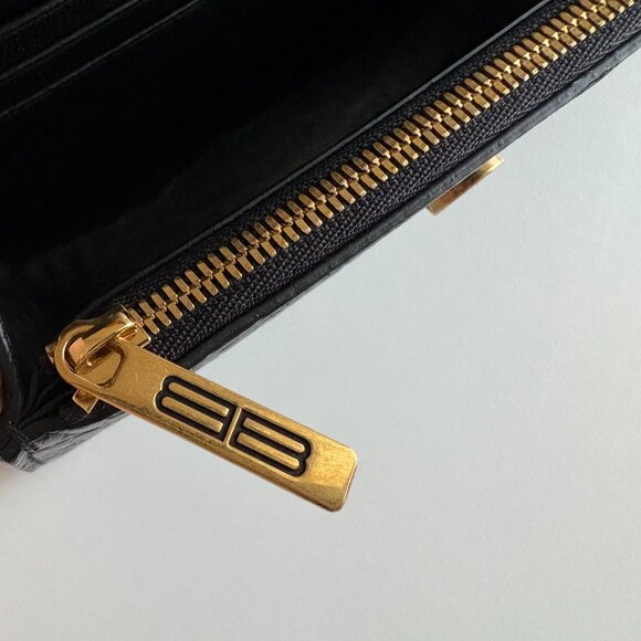 Balenciaga calfskin crocodile embossed gossip wallet on chain black - Picture 5 of 9